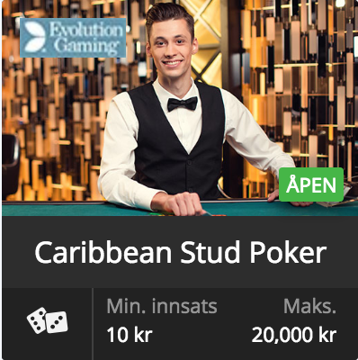 Evolution Gaming tilbyr Caribbean Stud Poker på nettcasino