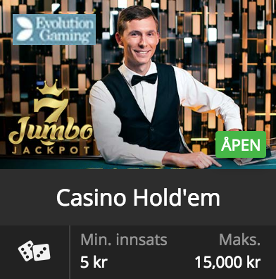 Evolution Gaming leverer Casino Hold'em Poker til norske nettcasinoer